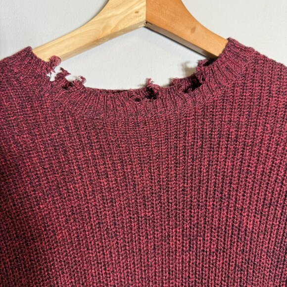 NWT Pistola Eva Distressed Crew Neck Knit Pullover Sweater Women's XS Red Black - Picture 7 of 15